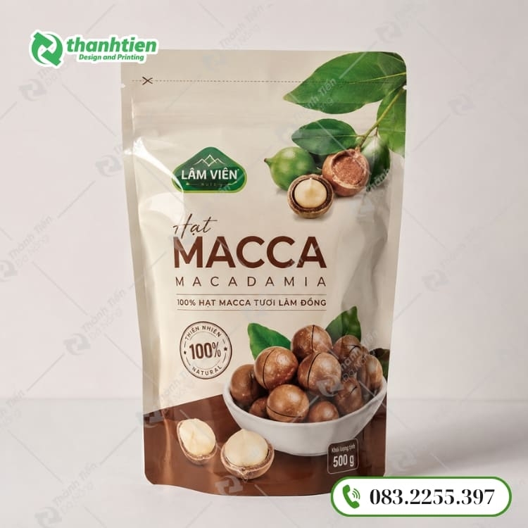 In bao bì hạt macca đẹp, giá sỉ tại Đà Nẵng