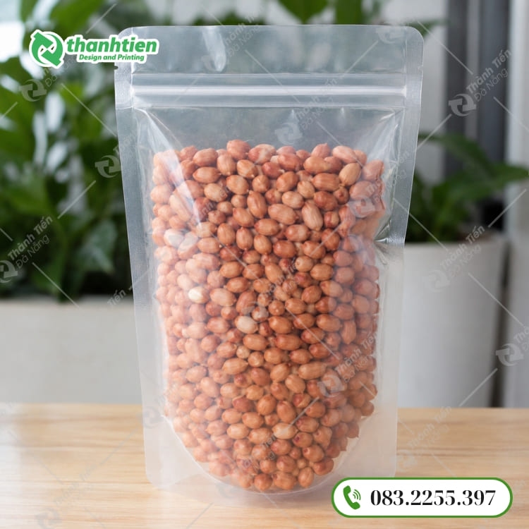 Túi đựng đậu phọng trong suốt thiết kế khóa zipper