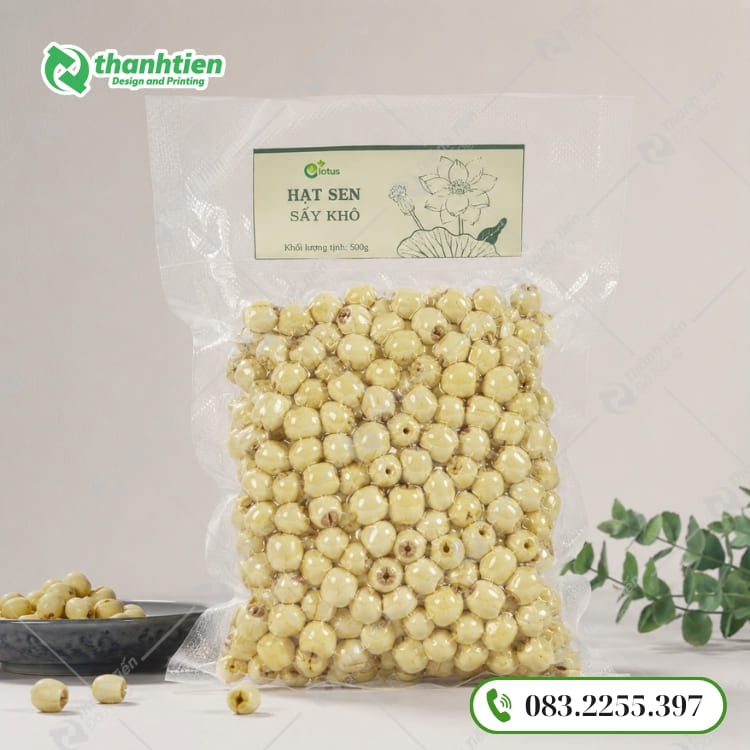 Mẫu sản phẩm túi đựng hạt sen hút chân không