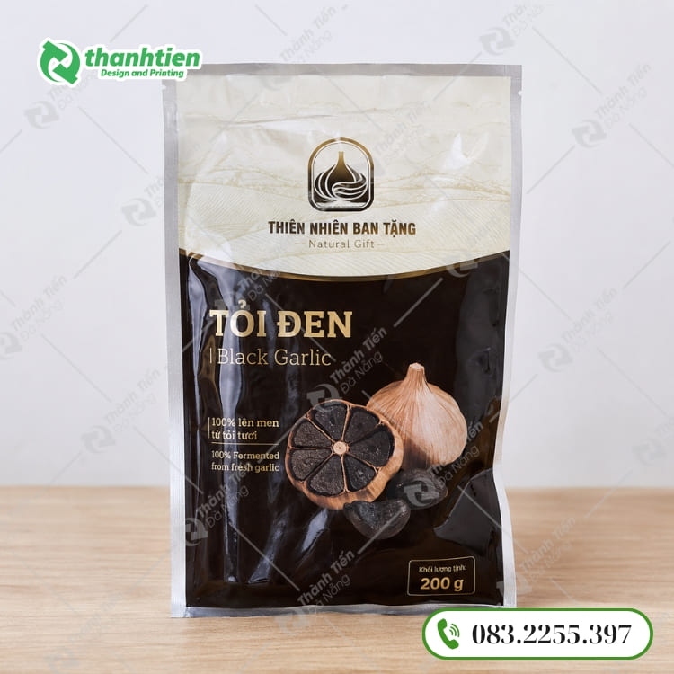 Bao Bì Tỏi Đen Giá Rẻ, Thiết Kế Và In Ấn Theo Yêu Cầu Túi đựng tỏi đen ép 3 biên chống ẩm hiệu quả