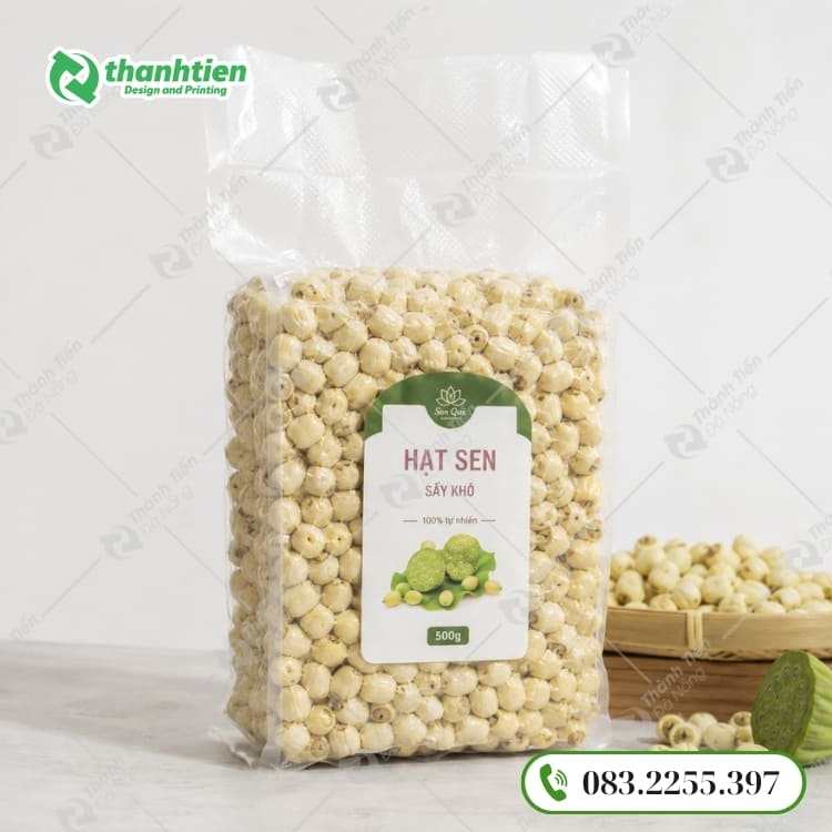 Túi gấp hông đựng hạt sen thiết kế trong suốt