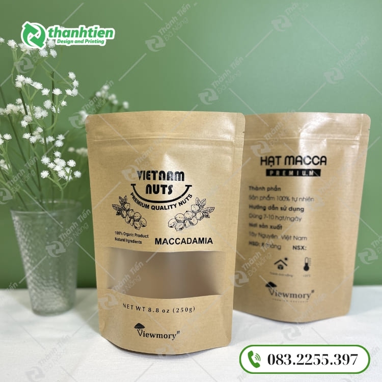 Bao Bì Hạt Macca Đẹp, In Logo Theo Yêu Cầu, Giá Xưởng Túi giấy ghép màng đựng hạt macca chống ẩm tốt