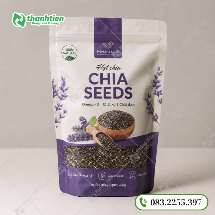 Túi zip đáy đứng đựng hạt chia