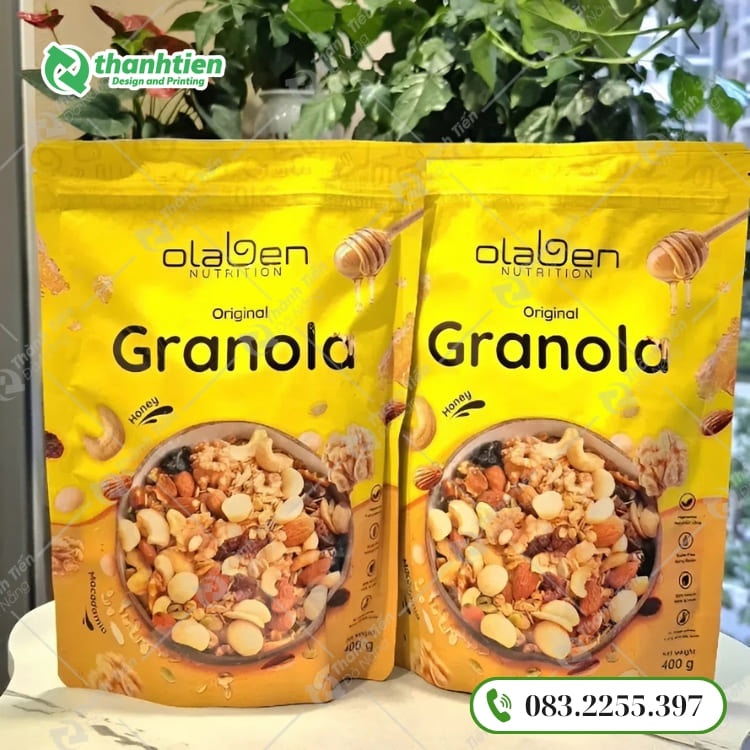 Túi zip đáy đứng đựng ngũ cốc granola