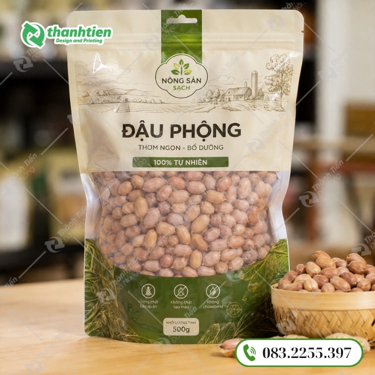 Túi zip đựng đậu phộng thiết kế đẹp, in ấn sắc nét