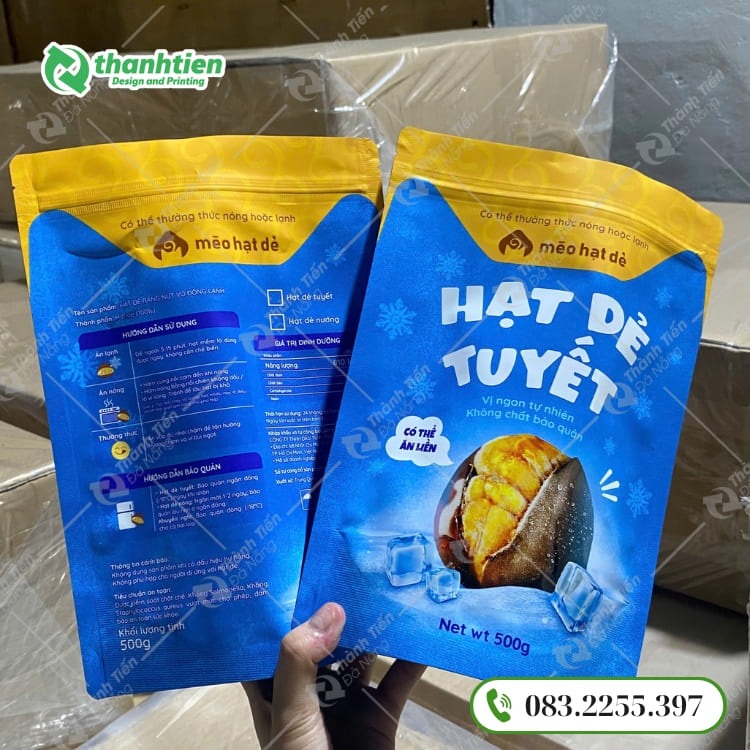 Túi zip đáy đứng đựng hạt dẻ cười chống ẩm tốt