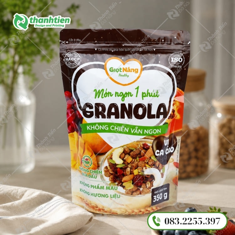 Túi zip đáy đựng đựng hạt dinh dưỡng in ấn đẹp
