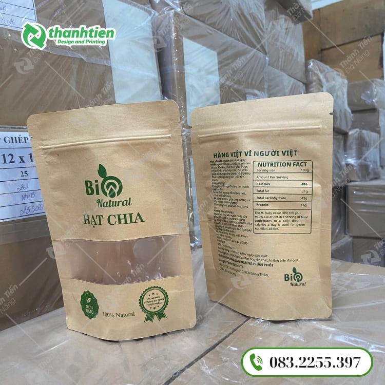 Túi zip giấy đựng hạt chia an toàn thực phẩm