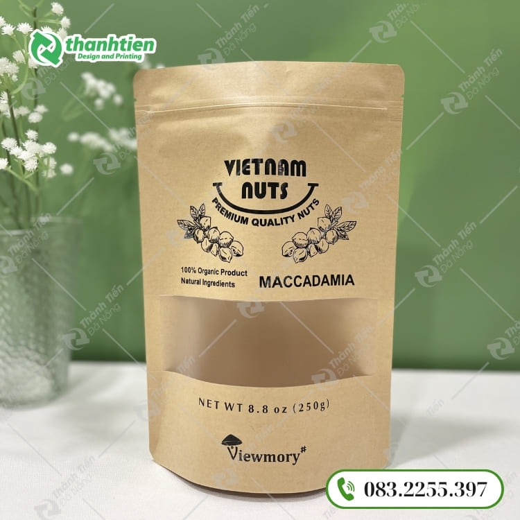 Túi zip giấy đựng hạt macca