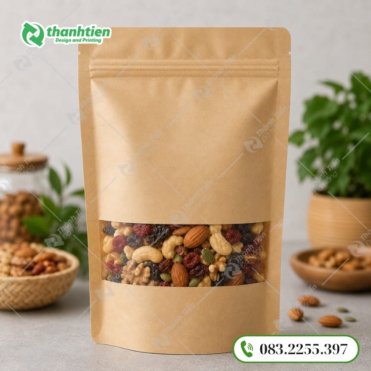 Túi zip kraft đựng hạt dinh dưỡng