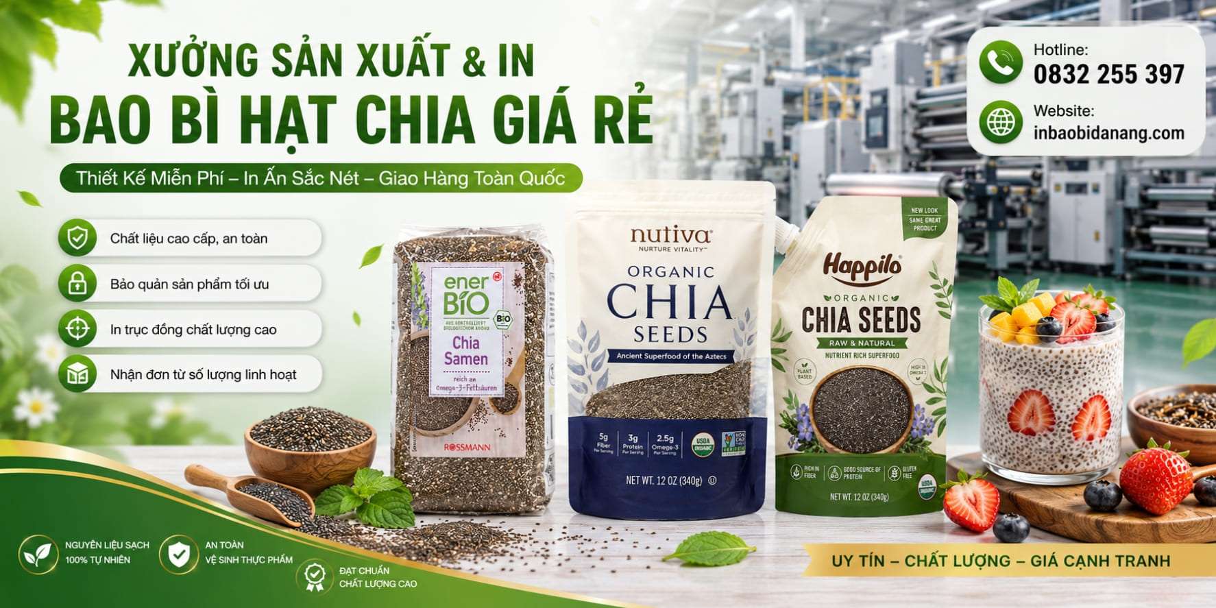 Xưởng sản xuất và in bao bì hạt chia giá rẻ tại Đà Nẵng