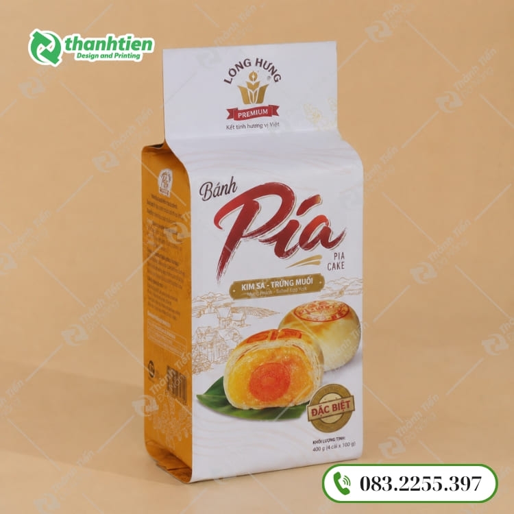 Bao bì bánh pía xếp hông hàn 4 cạnh cao cấp