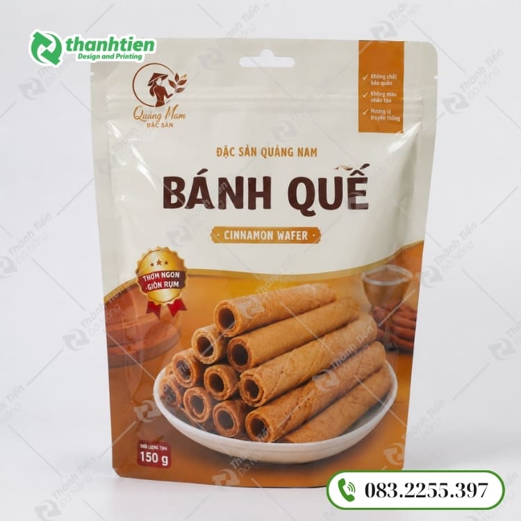 Bao bì bánh quế có khóa zipper tiện lợi