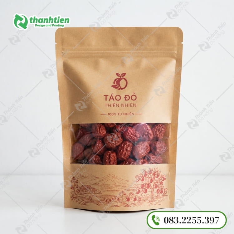 Bao bì giấy đựng táo đỏ thiết kế tích hợp của sổ trong