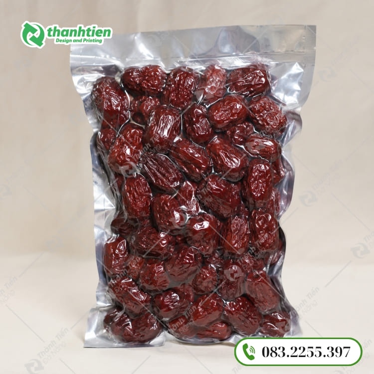 Bao bì táo đỏ hút chân không thiết kế 1 mặt bạc