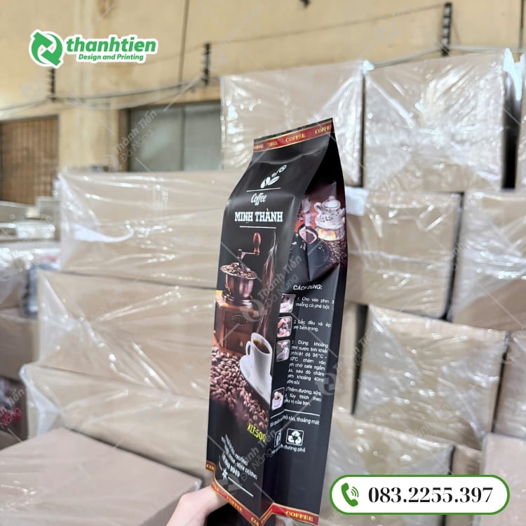 Túi 4 cạnh đựng sản phẩm cà phê