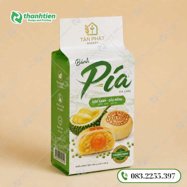 Túi xếp hông hàn 4 cạnh đựng bánh pía