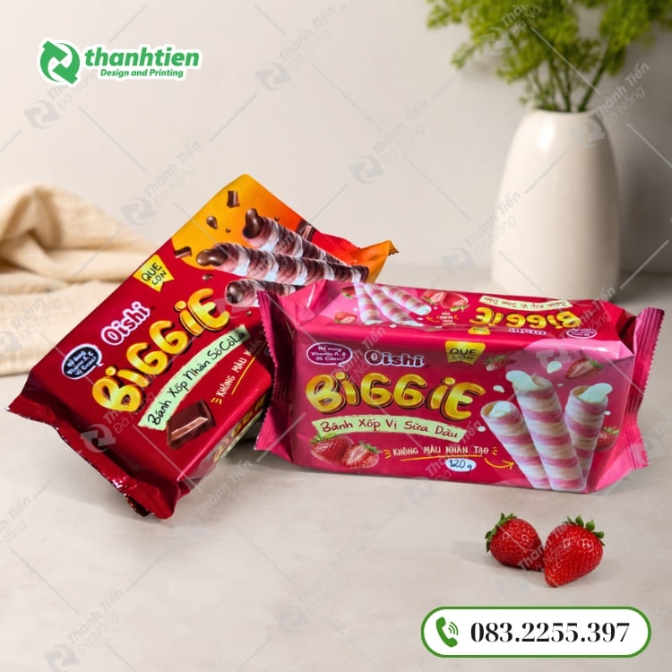 Túi xếp hông hàn lưng giữa đựng bánh quế