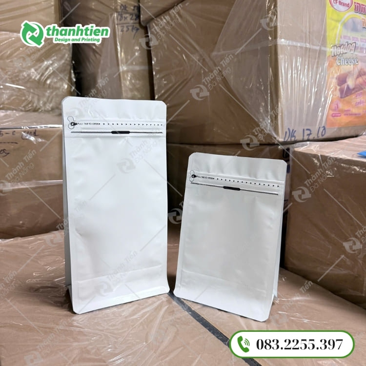 Túi zip trắng sữa 8 cạnh thiết kế cao cấp