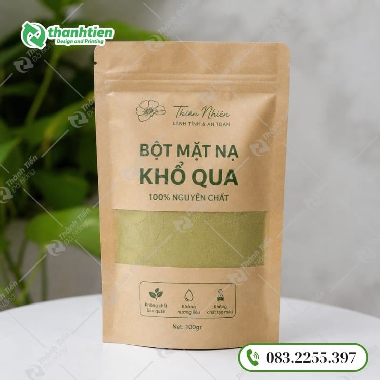 Bao Bì Mặt Nạ In Theo Yêu Cầu - Thiết Kế Đẹp, Bảo Quản Tốt Túi zip đựng bột mặt nạ khổ qua