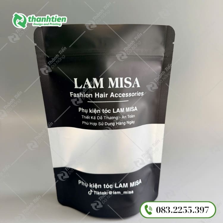 Túi zip ghép in lụa 
